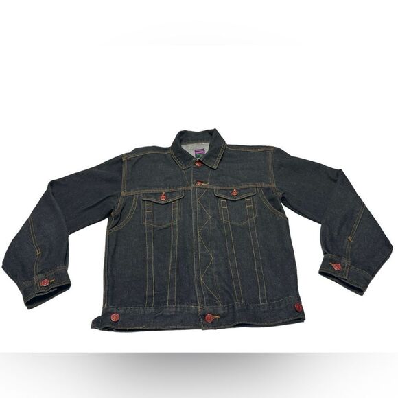 Vintage TG Ride American Eagle Patch Denim Jacket Motorcycle Jean Jacket Moto - Picture 2 of 9